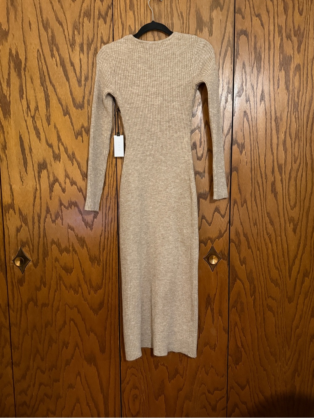 ASTR The Label Ribbed Knit Midi Dress/Top Side Button Slit Tan Large NWT - Picture 3 of 10